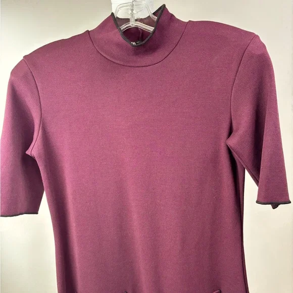 NWT Zara Burgundy Mock Neck Flared Hem Mini Dress Size S - Picture 6 of 11